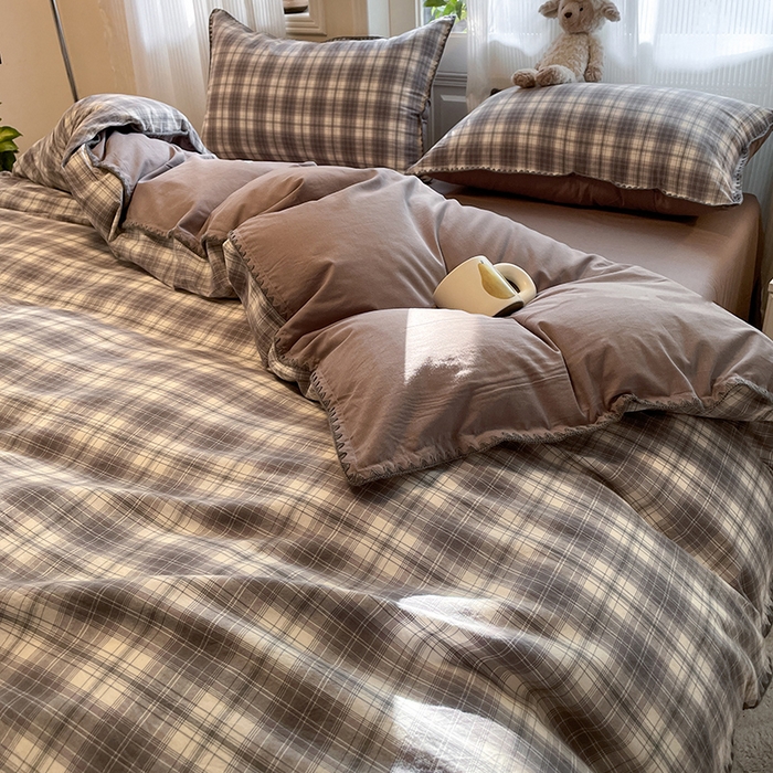 91家纺网 家纺一手货源 找家纺 （总）蓝邻家纺 2025年新款全棉水洗棉贝壳边四件套系列