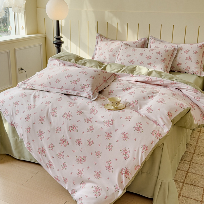 91家纺网 家纺一手货源 找家纺 可思家纺2025新款可思-简单款双层纱套件 春之语