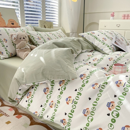 91家纺网 家纺一手货源 找家纺 （总）丫丫家纺  2025新款13070全棉喷气小清新印花单品套件系列-四件套