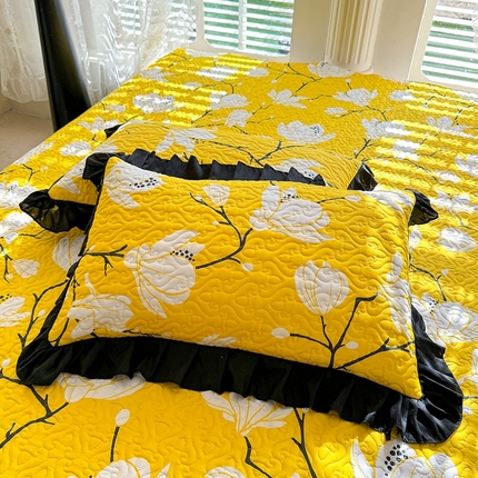 91家纺网 家纺一手货源 找家纺 金盛皇朝家纺 2025新款法式赫本风大花卉床盖四件套 金玉满堂