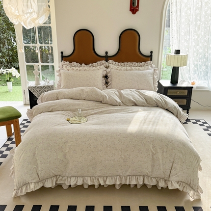 91家纺网 家纺一手货源 找家纺 （总）孑寐家纺 2025新款嵌绳款韩版床裙款四件套