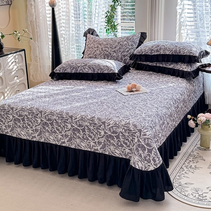 91家纺网 家纺一手货源 找家纺 金盛皇朝家纺 2025新款法式赫本风大花卉床盖四件套 如沐春风