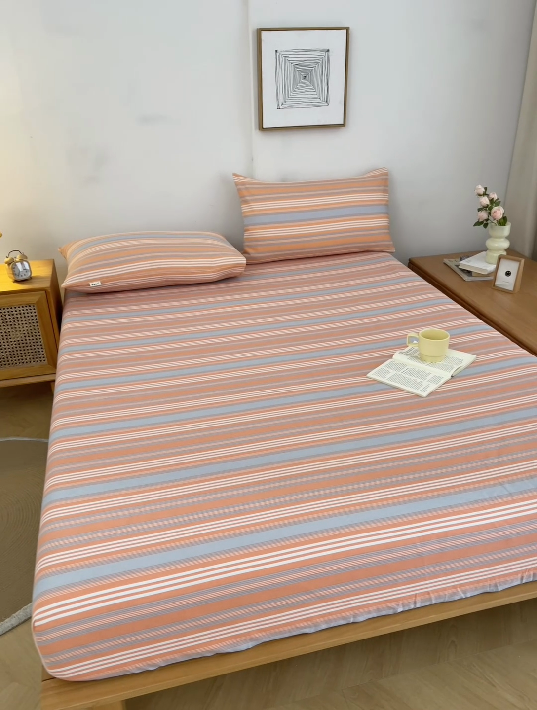 91家纺网 家纺一手货源 找家纺 棉乐町家居  2025新款原棉粗布床笠 热恋