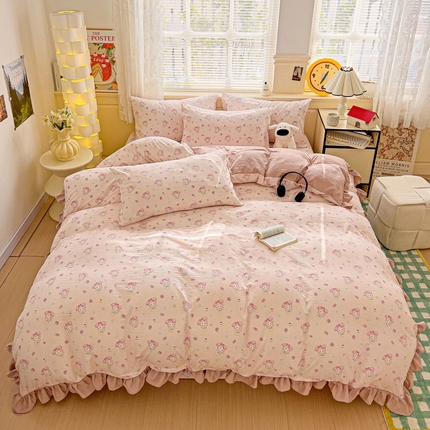 纽缦家纺 2025新款云感提花双层纱韩版四件套 小鸥鸥