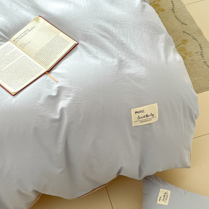 91家纺网 家纺一手货源 找家纺 寐居家纺 2025新款色织水洗棉套件 星空蓝+米金