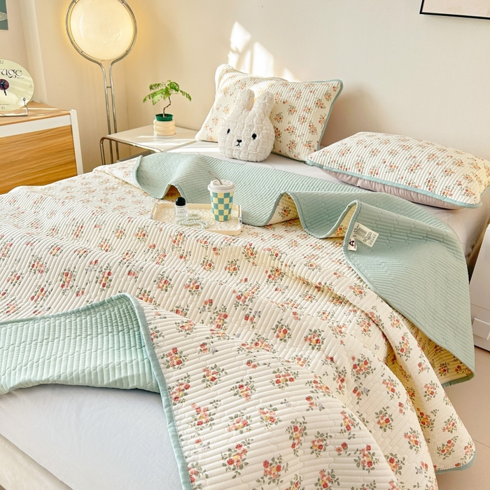 91家纺网 家纺一手货源 找家纺 恒尚居 2025新款全棉床盖床单小清新床垫床褥垫-跑量（四季款） 浪漫花海