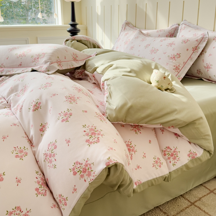 91家纺网 家纺一手货源 找家纺 可思家纺2025新款可思-简单款双层纱套件 春之语