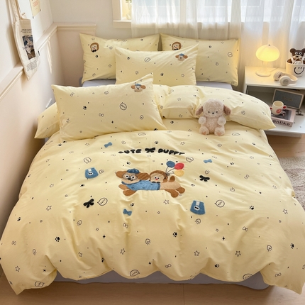 91家纺网 家纺一手货源 找家纺 寐居家纺 2025新款全棉13070毛巾绣四件套 气球狗狗