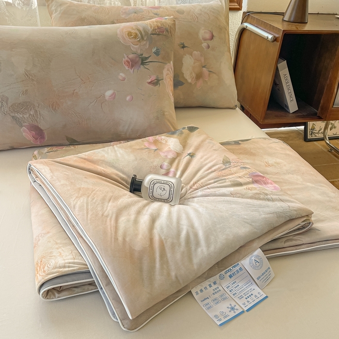 91家纺网 家纺一手货源 找家纺 小禹仔 2025新款针织凉感丝印花夏被夏凉被 玉瑶景悦玉