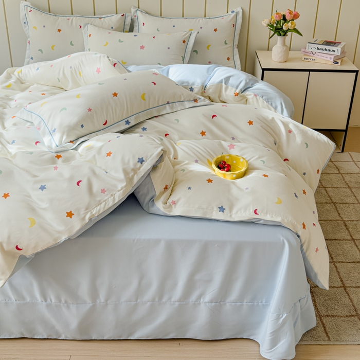 91家纺网 家纺一手货源 找家纺 可思家纺2025新款可思-简单款双层纱套件 幸运星