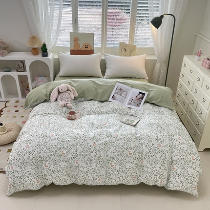 丫丫家纺   2025全棉13070单被套印花小清新卡通碎花纯棉单品被套枕套（有预缩售后无忧 免费提供买家秀） 松鼠小鹿