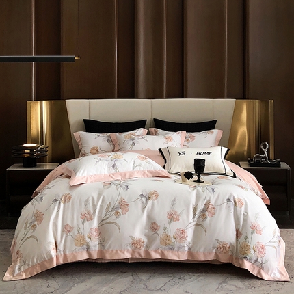 薏思家纺 2025新款100支长绒棉数码印花飞边款四件套 凌波仙子