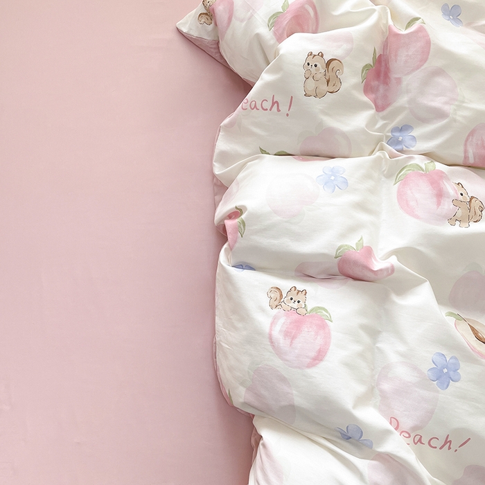 91家纺网 家纺一手货源 找家纺 丫丫家纺 2025全棉13070单床单床笠纯棉单品枕套床笠床单（有预缩尺寸 售后无忧 免费提供买家秀） 蜜桃松鼠