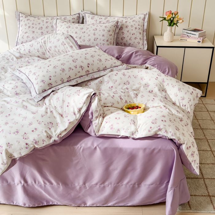 91家纺网 家纺一手货源 找家纺 可思家纺2025新款可思-简单款双层纱套件 花菀