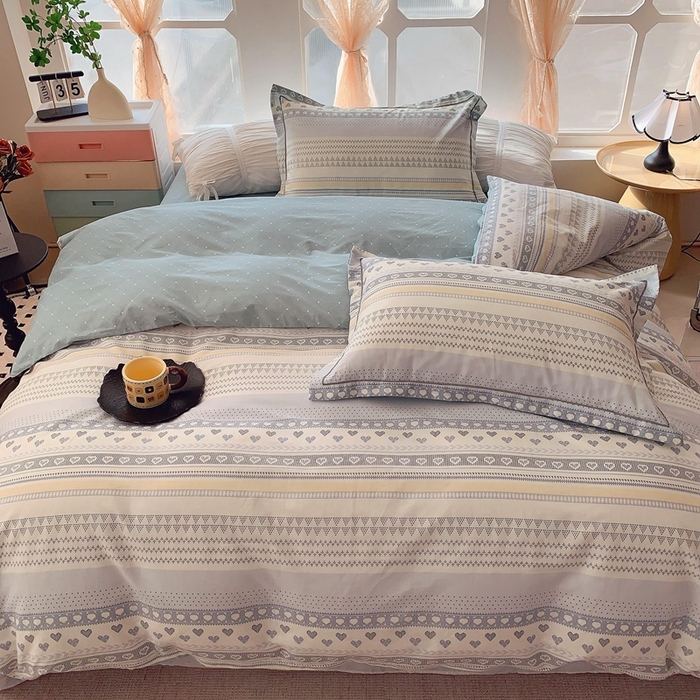 91家纺网 家纺一手货源 找家纺 奈萝家纺2025新款全棉 小号三件套 标准四件套 幸福里蓝