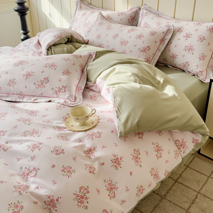 91家纺网 家纺一手货源 找家纺 可思家纺2025新款可思-简单款双层纱套件 春之语