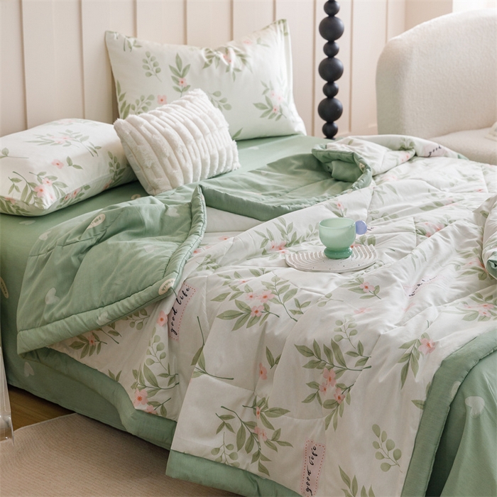 91家纺网 家纺一手货源 找家纺 恬思语家纺 2025新款全棉印花棉花夏被春色花开