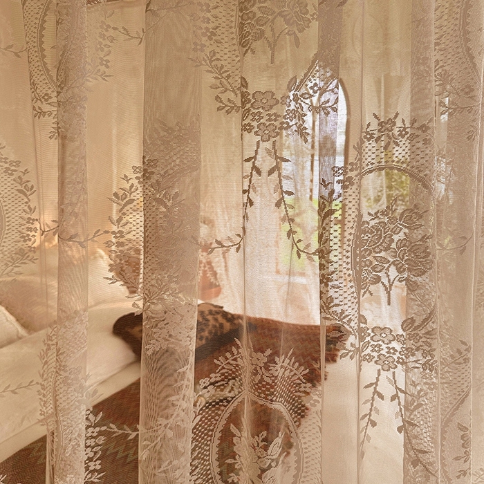 91家纺网 家纺一手货源 找家纺 都市缘蚊帐  2025新款303法式提花蕾丝蚊帐 303薇尔庄园-奶油杏