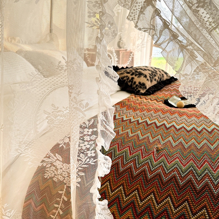 91家纺网 家纺一手货源 找家纺 都市缘蚊帐  2025新款303法式提花蕾丝蚊帐 303薇尔庄园-奶油白