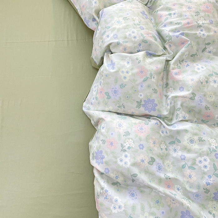 91家纺网 家纺一手货源 找家纺 丫丫家纺 2025全棉13070单床单床笠纯棉单品枕套床笠床单（有预缩尺寸 售后无忧 免费提供买家秀） 绿意盎然