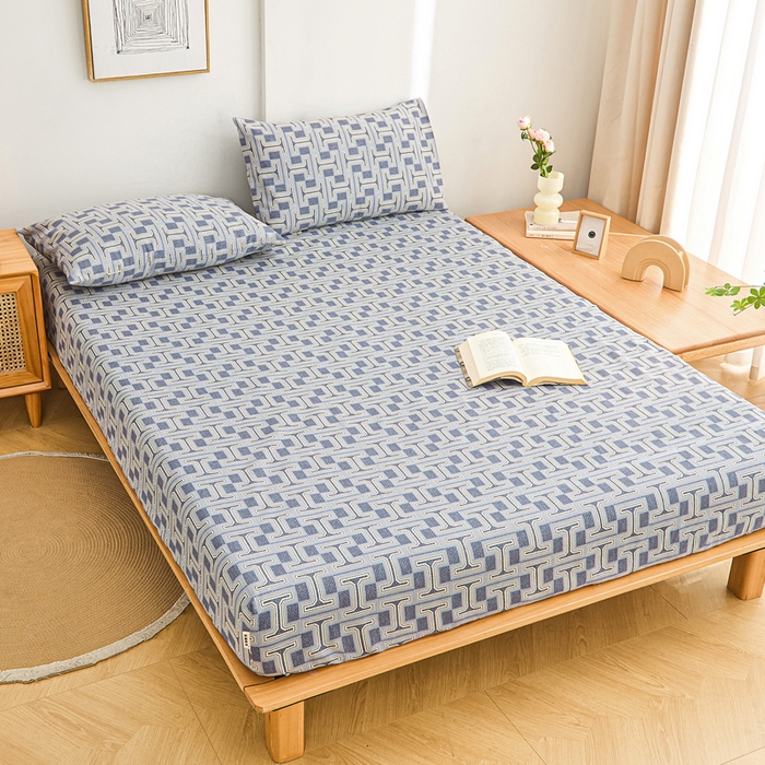 91家纺网 家纺一手货源 找家纺 棉乐町家居  2025新款原棉粗布床笠 时尚风