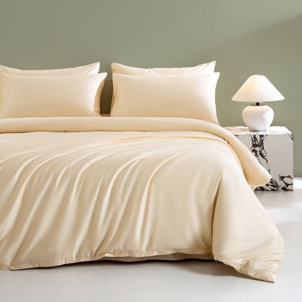 91家纺网 家纺一手货源 找家纺 （总）沃尔居 2025新款全棉长绒棉四件套纯色贡缎纯棉被套床笠款三件套