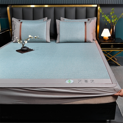 91家纺网 家纺一手货源 找家纺 （总）小牛席业 2025新款加厚款-经典艾草养生席（床笠款）凉席藤席冰藤席冰丝席竹席草席空调席乳胶席豆豆席