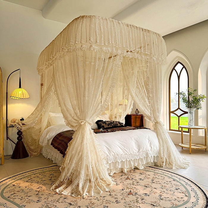 91家纺网 家纺一手货源 找家纺 都市缘蚊帐  2025新款303法式提花蕾丝蚊帐 303薇尔庄园-奶油玉