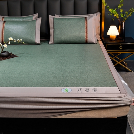 91家纺网 家纺一手货源 找家纺 （总）小牛席业 2025新款加厚款-经典艾草养生席（床笠款）凉席藤席冰藤席冰丝席竹席草席空调席乳胶席豆豆席