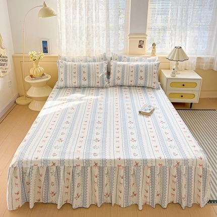 91家纺网 家纺一手货源 找家纺 （总）极梦家纺（支持定制）  2025新款春秋130克加厚植物羊绒磨毛印花单床裙三件套