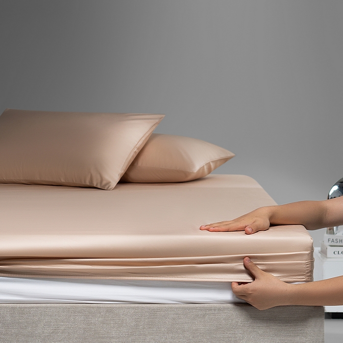 91家纺网 家纺一手货源 找家纺 蓝邻家纺 2025年新款全棉新疆长绒棉单品系列--床笠 浅香槟