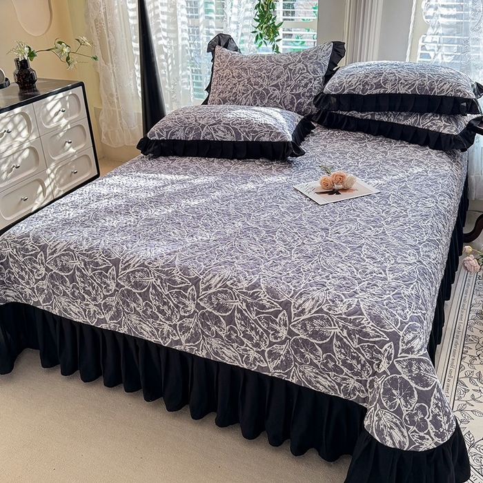 91家纺网 家纺一手货源 找家纺 金盛皇朝家纺 2025新款法式赫本风大花卉床盖四件套 如沐春风