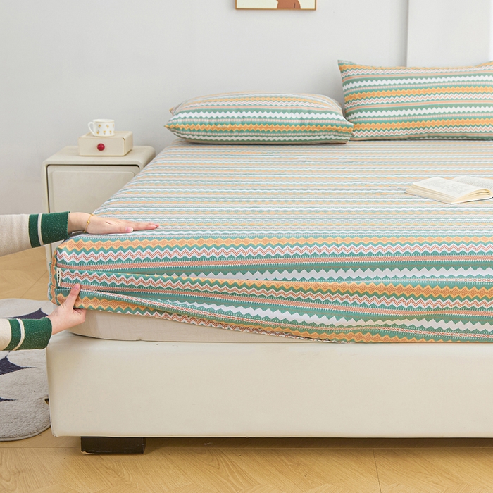 91家纺网 家纺一手货源 找家纺 棉乐町家居  2025新款原棉粗布床笠 向往条致