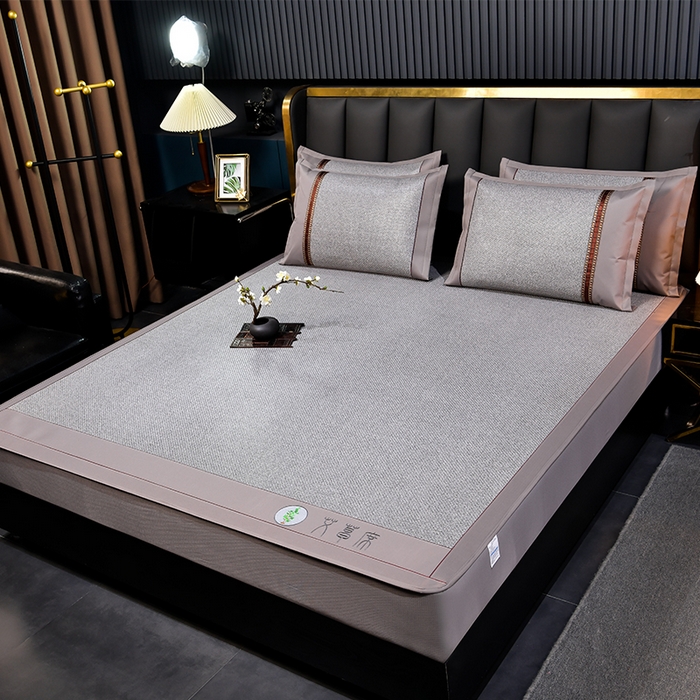 91家纺网 家纺一手货源 找家纺 小牛席业 2025新款加厚款-经典艾草养生席（床笠款）凉席藤席冰藤席冰丝席竹席草席空调席乳胶席豆豆席 艾草养生席-床笠款-灰色