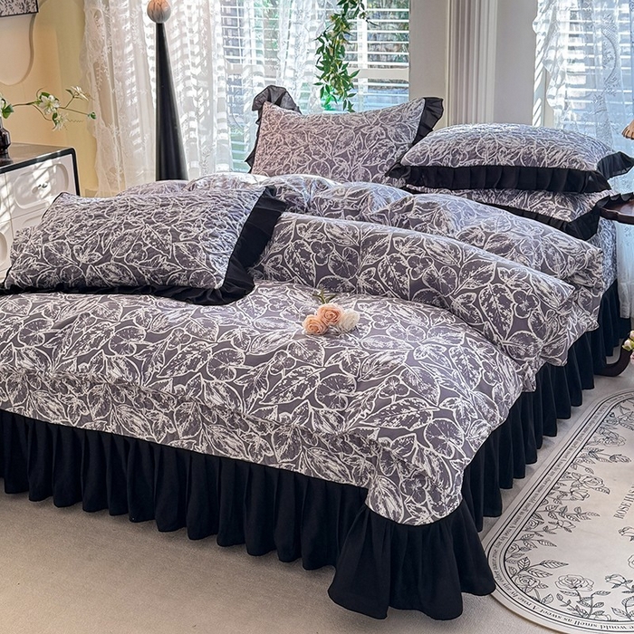 91家纺网 家纺一手货源 找家纺 金盛皇朝家纺 2025新款法式赫本风大花卉床盖四件套 如沐春风