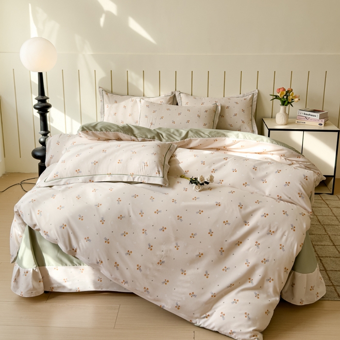 91家纺网 家纺一手货源 找家纺 可思家纺2025新款可思-简单款双层纱套件 铃兰花语