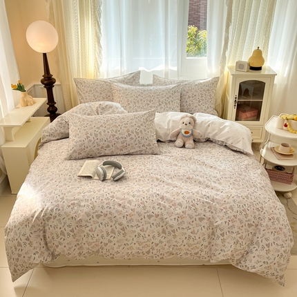 柠馨 2025新款13372全棉纯棉印花四件套-阿丽拉系列 雪霁