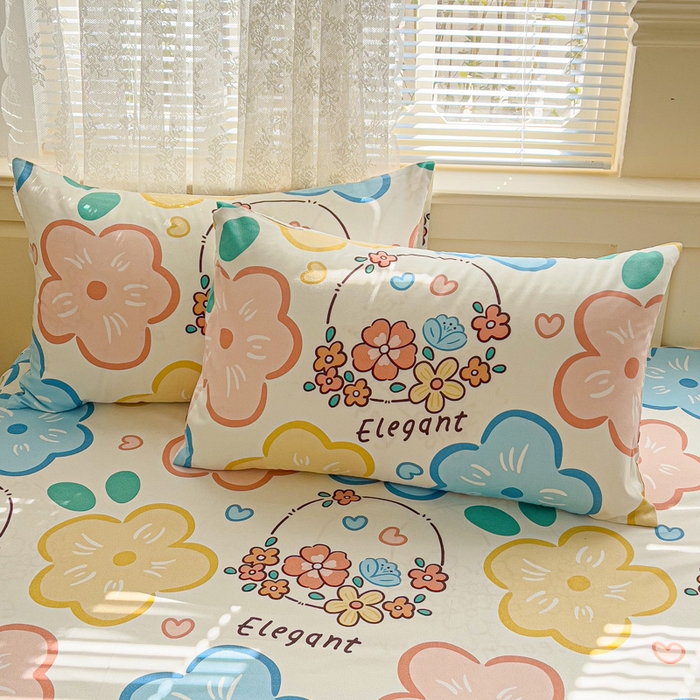 91家纺网 家纺一手货源 找家纺 极梦家纺（支持定制）  2025新款春秋130克加厚植物羊绒磨毛印花单床裙三件套 甜蜜桔朵