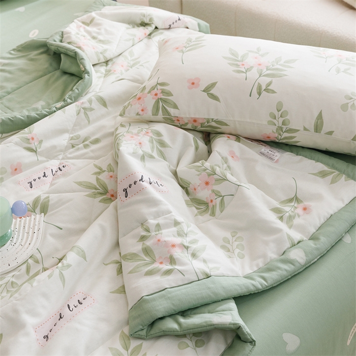 91家纺网 家纺一手货源 找家纺 恬思语家纺 2025新款全棉印花棉花夏被春色花开