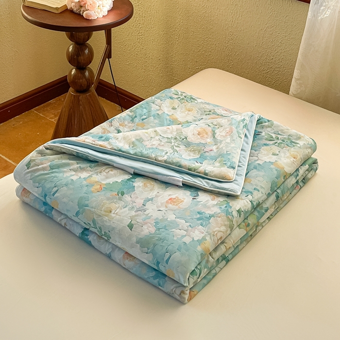 91家纺网 家纺一手货源 找家纺 （总）小禹仔 2025新款针织凉感丝印花夏被夏凉被