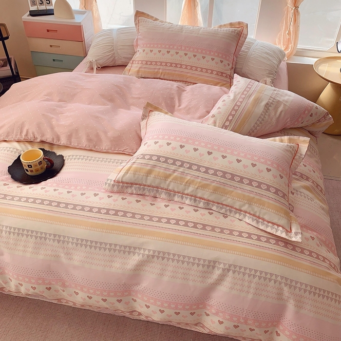 91家纺网 家纺一手货源 找家纺 奈萝家纺2025新款全棉 小号三件套 标准四件套 幸福里粉