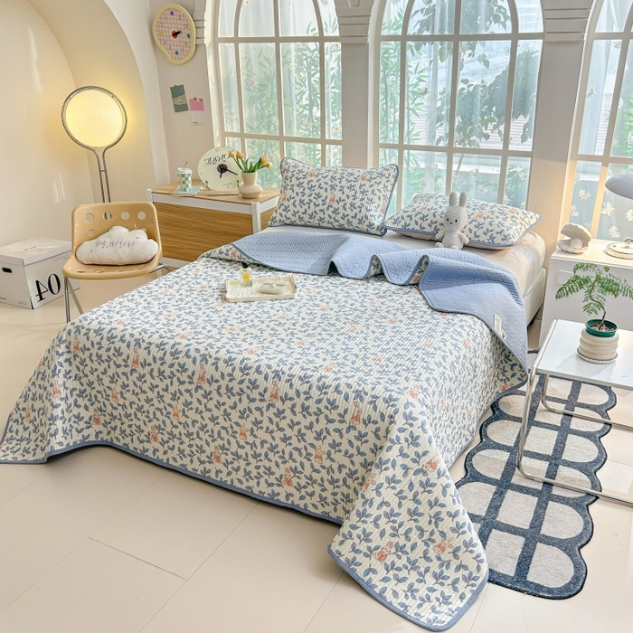 91家纺网 家纺一手货源 找家纺 恒尚居 2025新款全棉床盖床单小清新床垫床褥垫-跑量（四季款） 菲菲兔 2