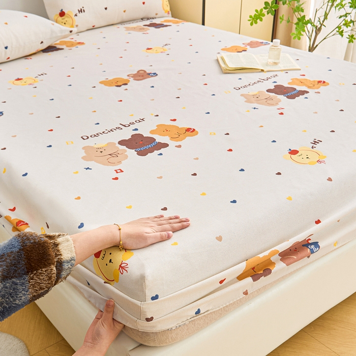 91家纺网 家纺一手货源 找家纺 棉乐町家居  2025新款原棉粗布床笠 bear熊