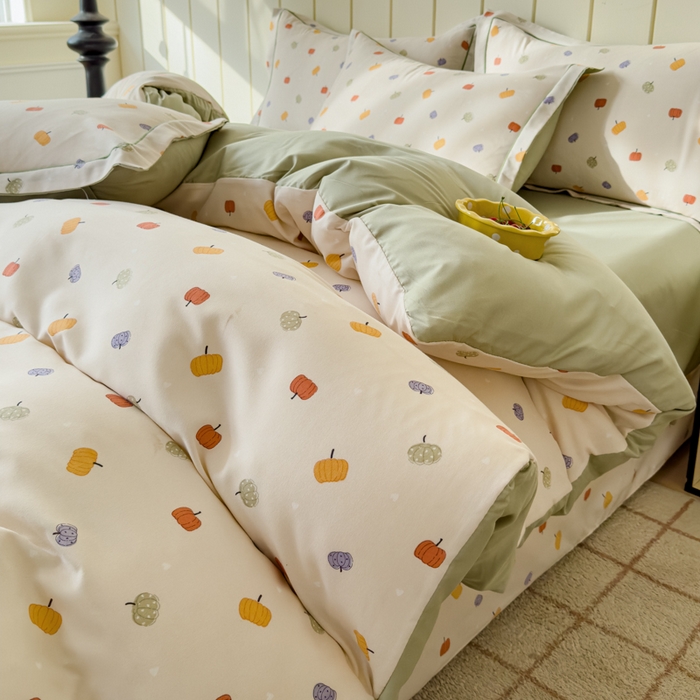 91家纺网 家纺一手货源 找家纺 可思家纺2025新款可思-简单款双层纱套件 小南瓜