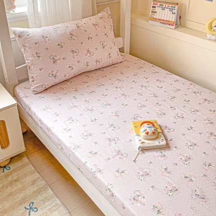 纽缦家纺 2025新款云感提花双层纱学生床笠 暗恋