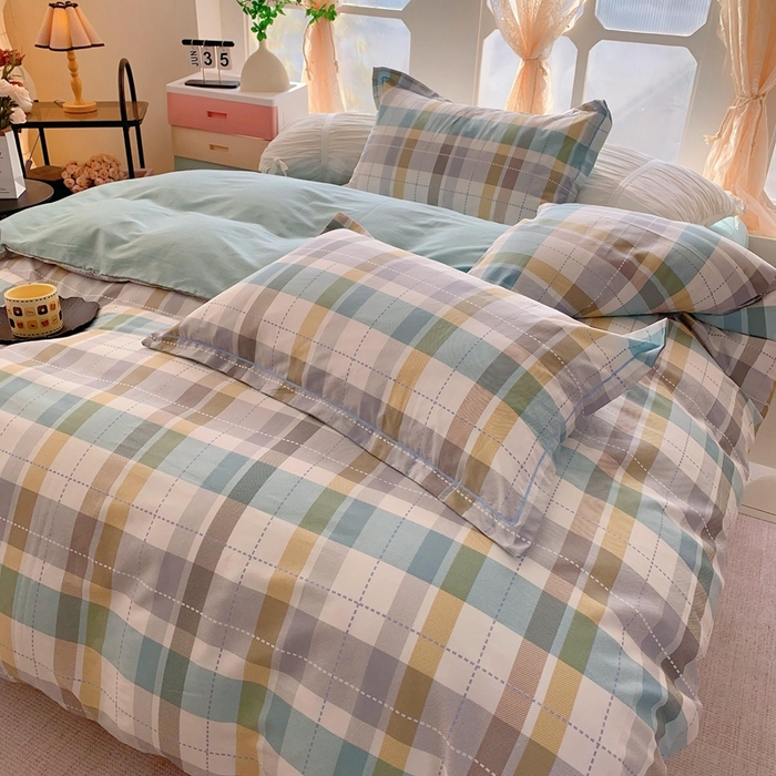 91家纺网 家纺一手货源 找家纺 奈萝家纺2025新款全棉 小号三件套 标准四件套 西格蓝