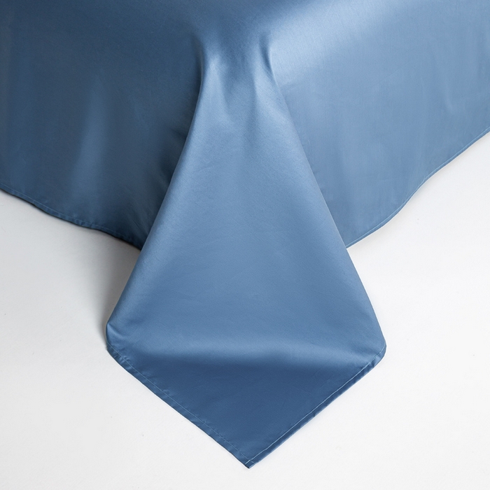 91家纺网 家纺一手货源 找家纺 沃尔居 2025新款全棉长绒棉四件套纯色贡缎纯棉被套床笠款三件套 宾利蓝