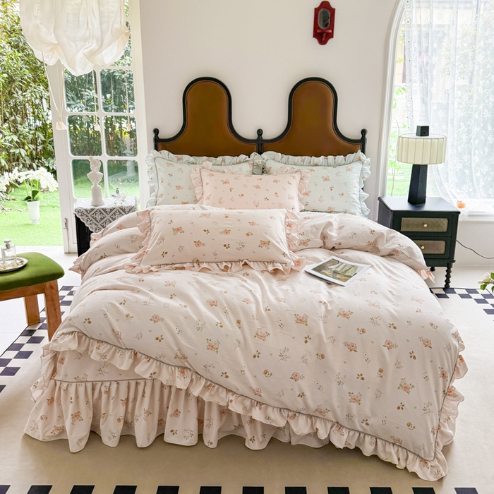 91家纺网 家纺一手货源 找家纺 （总）孑寐家纺 2025新款嵌绳款韩版床裙款四件套