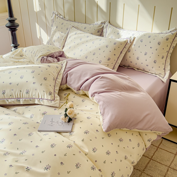 91家纺网 家纺一手货源 找家纺 可思家纺2025新款可思-简单款双层纱套件 紫韵