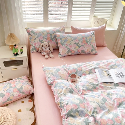 丫丫家纺 2025全棉13070单床单床笠纯棉单品枕套床笠床单（有预缩尺寸 售后无忧 免费提供买家秀） 郁金花开